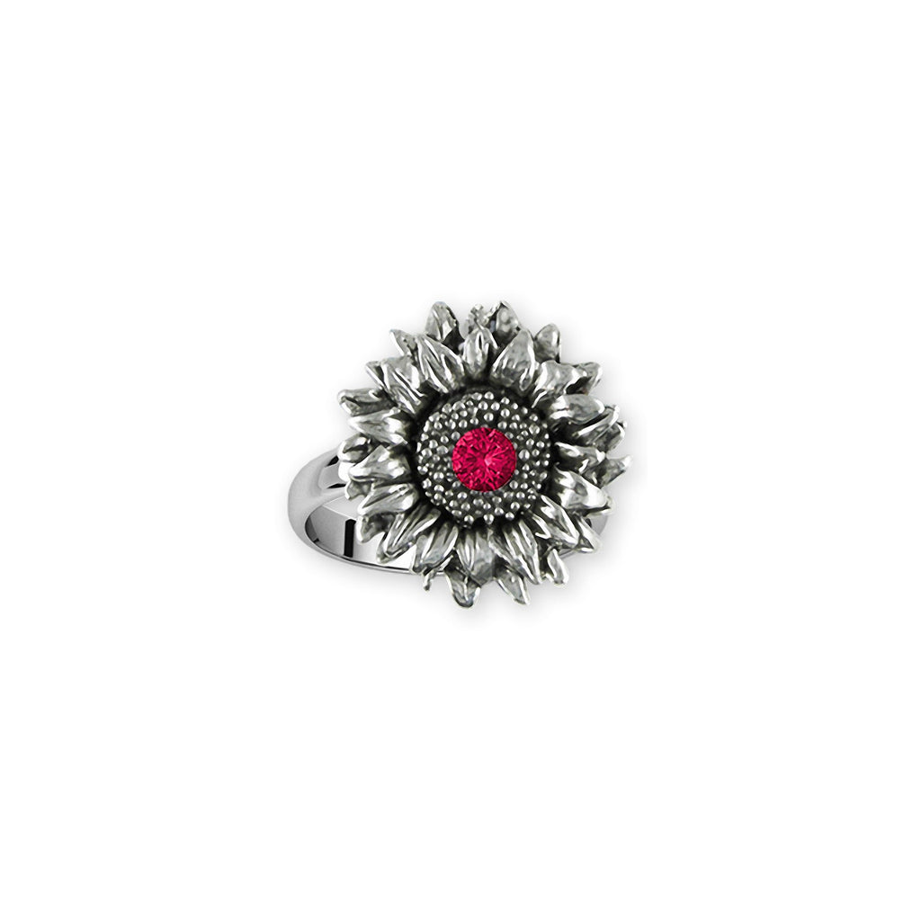 Sunflower Charms Sunflower Ring Sterling Silver Sunflower With Birthstone Jewelry Sunflower jewelry