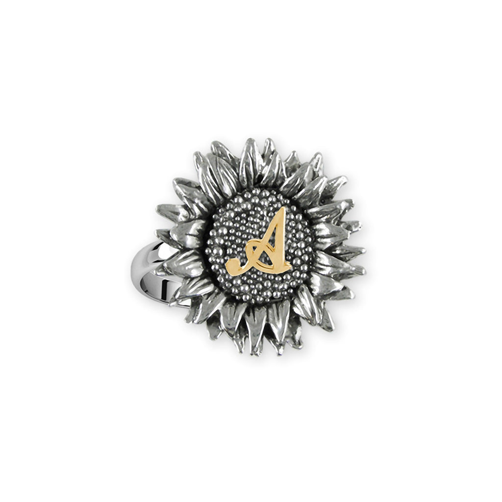 Sunflower Charms Sunflower Ring Silver And 14k Gold Sunflower Jewelry Sunflower jewelry