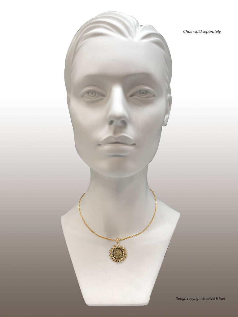 Sunflower Jewelry Gold Vermeil Handmade Sunflower Pendant  SFTX5-PVM