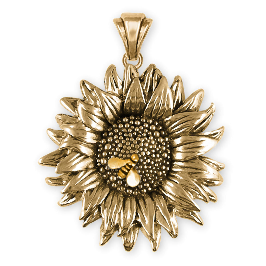 Sunflower Charms Sunflower Pendant 14k Gold Sunflower Jewelry Sunflower jewelry