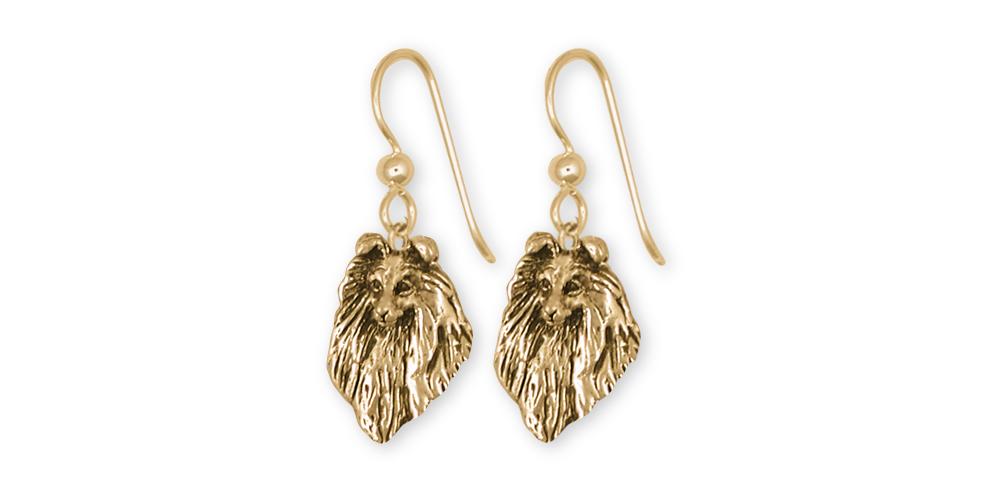Sheltie Charms Sheltie Earrings 14k Gold Sheltie Jewelry Sheltie jewelry