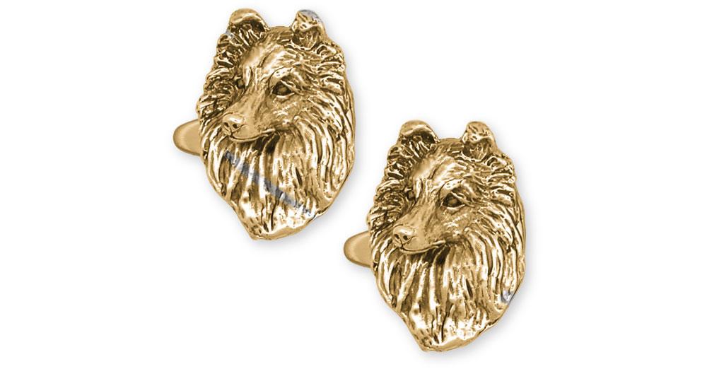 Sheltie Charms Sheltie Cufflinks 14k Gold Dog Jewelry Sheltie jewelry