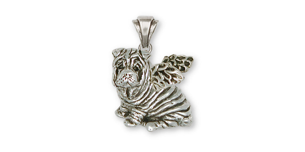 Shar Pei Angel Charms Shar Pei Angel Pendant Sterling Silver Dog Jewelry Shar Pei Angel jewelry