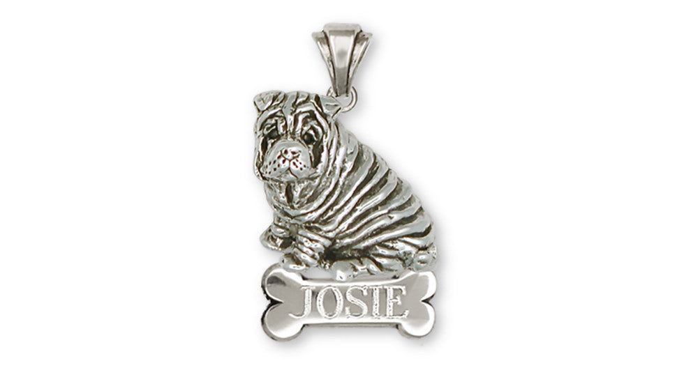 Shar Pei Charms Shar Pei Personalized Pendant Sterling Silver Dog Jewelry Shar Pei jewelry
