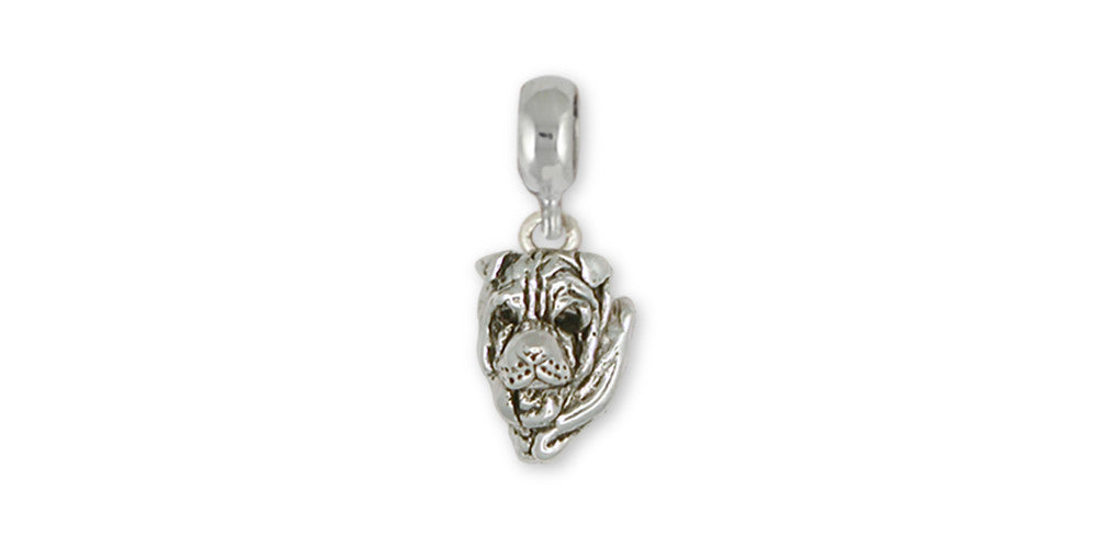 Shar Pei Charms Shar Pei Charm Slide Sterling Silver Dog Jewelry Shar Pei jewelry