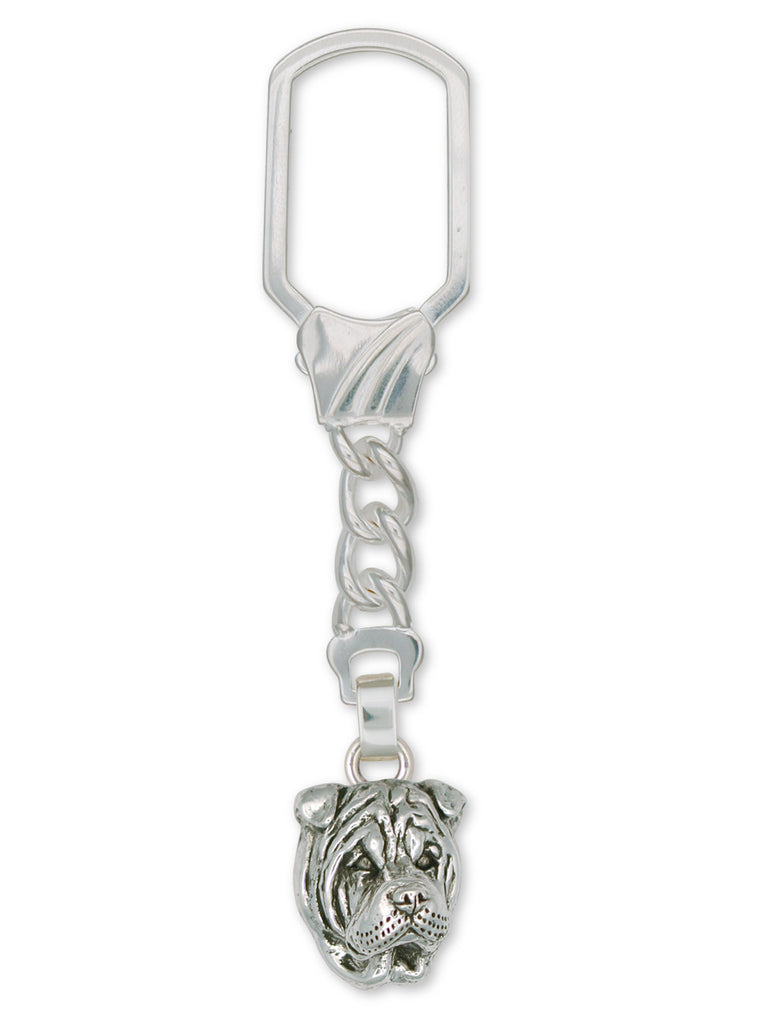 Shar Pei Charms Shar Pei Key Ring Sterling Silver Dog Jewelry Shar Pei jewelry