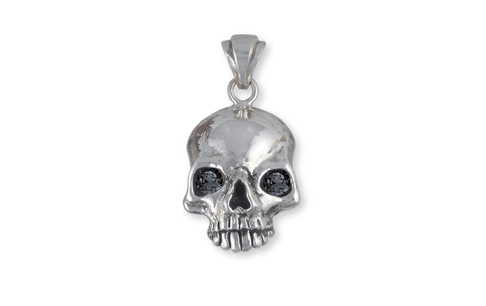 Skull Charms Skull Pendant Sterling Silver With Onyx Eyes Skull Jewelry Skull jewelry