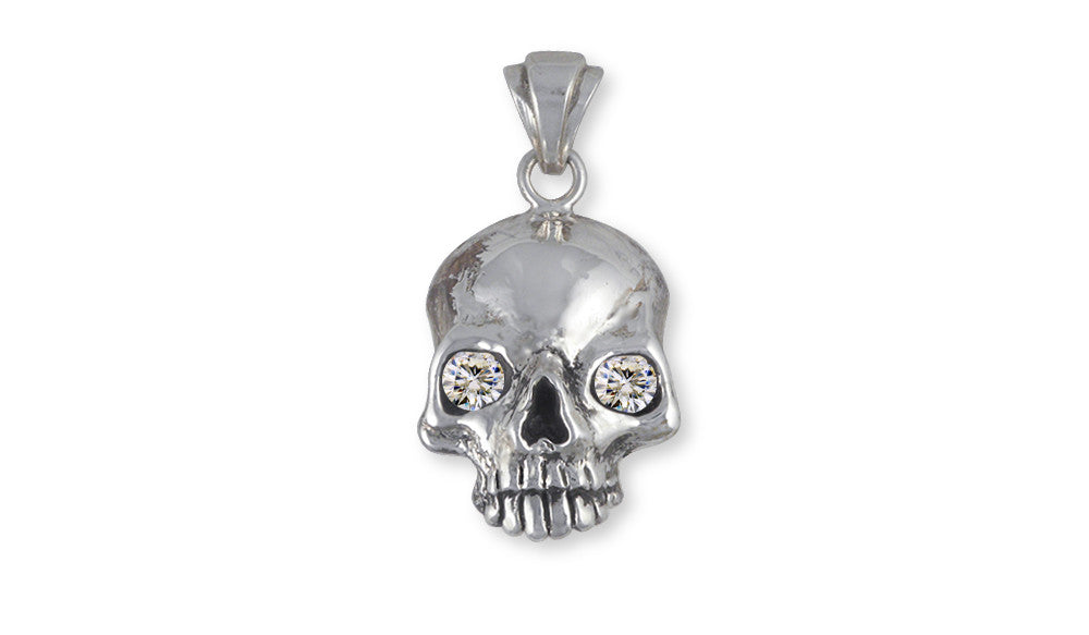 Skull Charms Skull Pendant Sterling Silver With Cz Eyes Skull Jewelry Skull jewelry