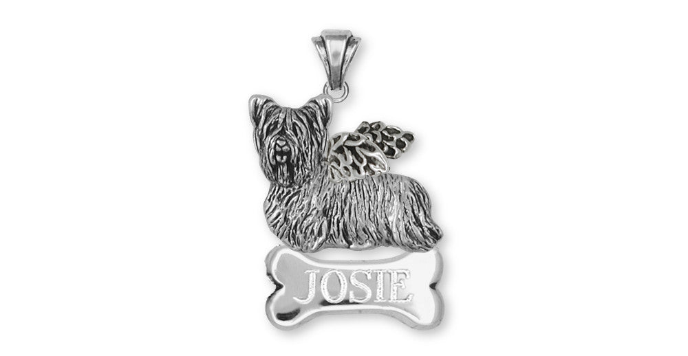Skye Terrier Angel Charms Skye Terrier Angel Personalized Pendant Sterling Silver Dog Jewelry Skye Terrier Angel jewelry