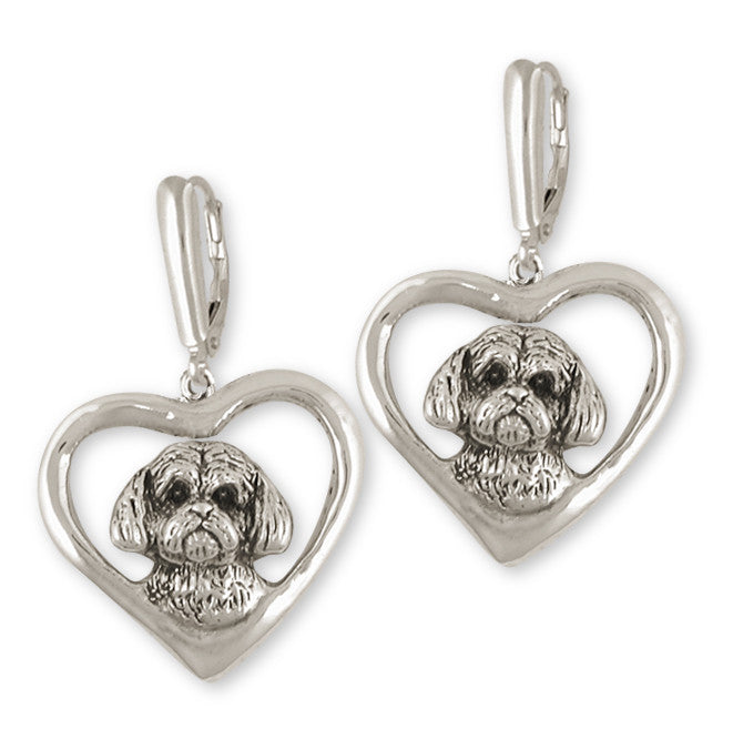 Shih Tzu Earrings Handmade Silver Shih Tzu Jewelry SLSZ7-E