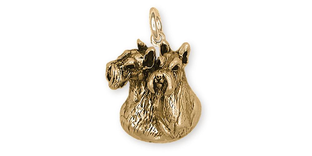 Double Schnauzer Charms Double Schnauzer Charm 14k Gold Schnauzer Jewelry Double Schnauzer jewelry