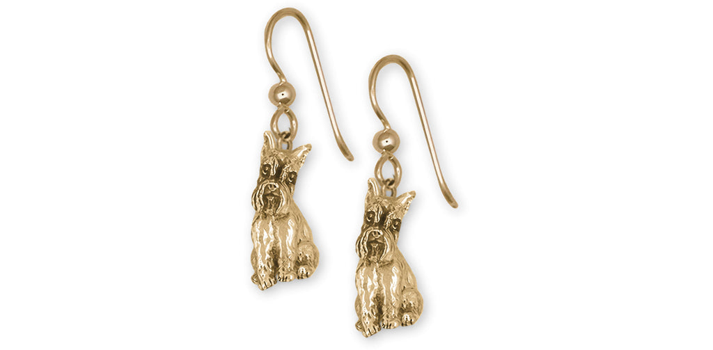 Schnauzer Charms Schnauzer Earrings 14k Yellow Gold Schnauzer Jewelry Schnauzer jewelry