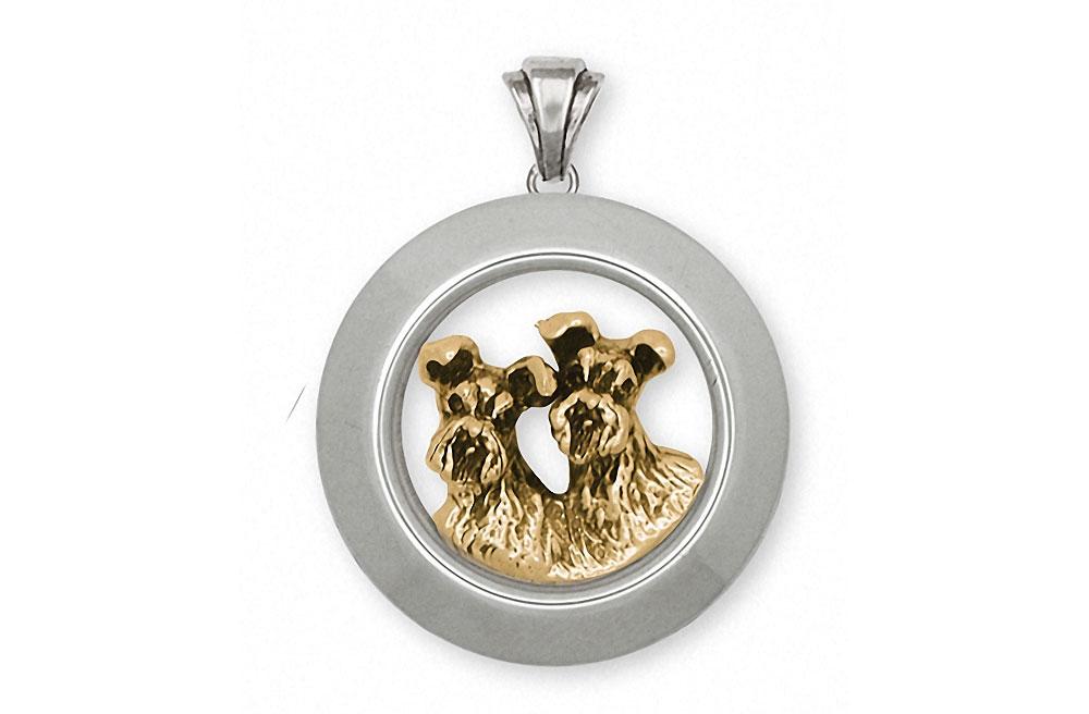 Schnauzer Charms Schnauzer Pendant Silver And 14k Gold Schnauzer Jewelry Schnauzer jewelry