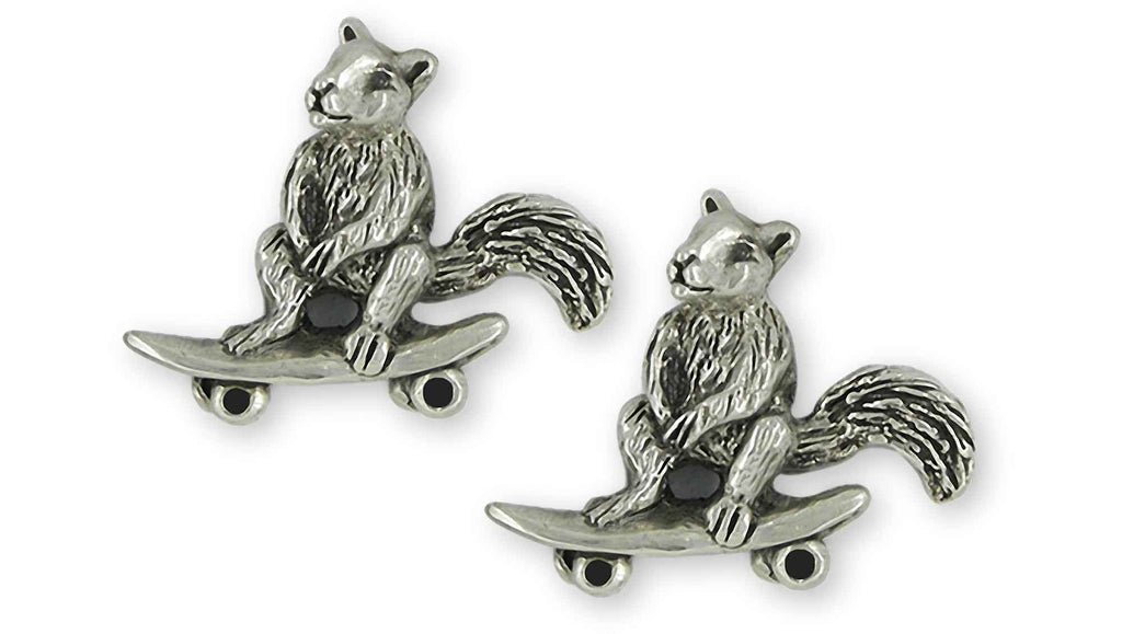 Squirrel On Skateboard Charms Squirrel On Skateboard Cufflinks Sterling Silver Skateboard Squirrel Jewelry Squirrel On Skateboard jewelry