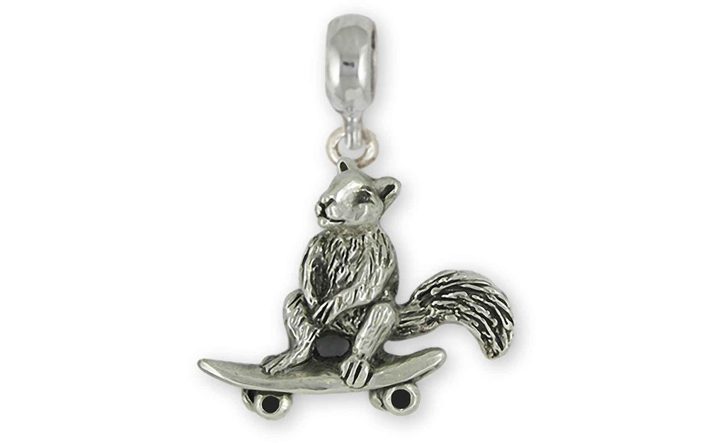 Squirrel On Skateboard Charms Squirrel On Skateboard Charm Slide Sterling Silver Skateboard Squirrel Jewelry Squirrel On Skateboard jewelry