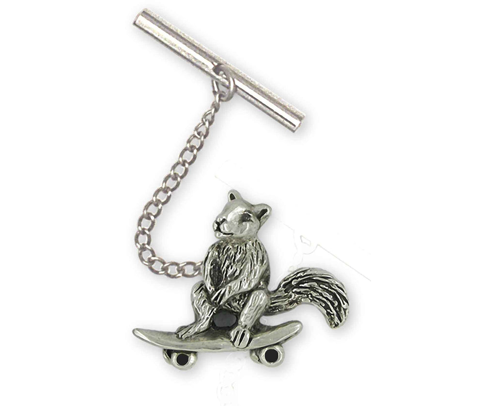 Squirrel On Skateboard Charms Squirrel On Skateboard Tie Tack Sterling Silver Skateboard Squirrel Jewelry Squirrel On Skateboard jewelry