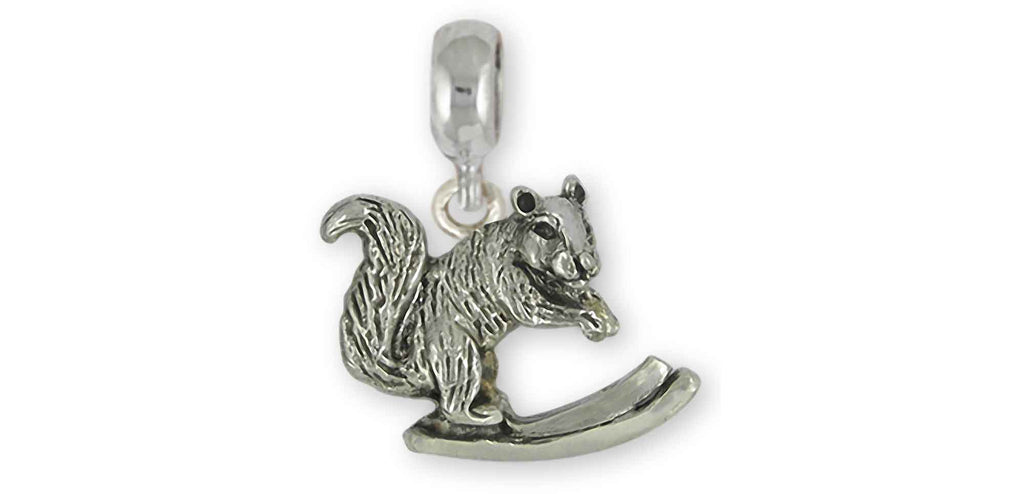 Squirrel On Skis Charms Squirrel On Skis Charm Slide Sterling Silver Skiing Squirrel Jewelry Squirrel On Skis jewelry