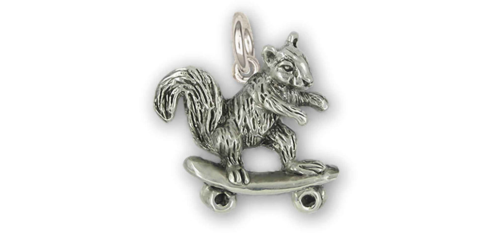 Squirrel On Skateboard  Charms Squirrel On Skateboard  Charm Sterling Silver Skateboard Squirrel Jewelry Squirrel On Skateboard  jewelry