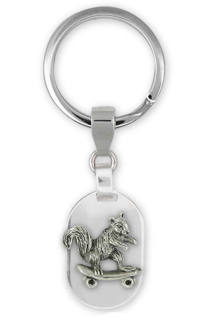 Squirrel On Skateboard  Charms Squirrel On Skateboard  Key Ring Sterling Silver Skateboard Squirrel Jewelry Squirrel On Skateboard  jewelry