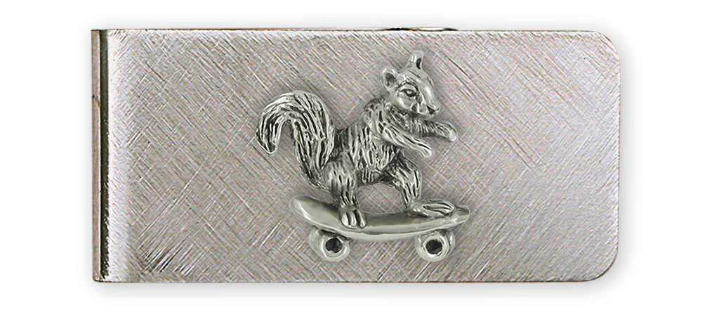 Squirrel On Skateboard  Charms Squirrel On Skateboard  Money Clip Sterling Silver And Stainless Steel Skateboard Squirrel Jewelry Squirrel On Skateboard  jewelry