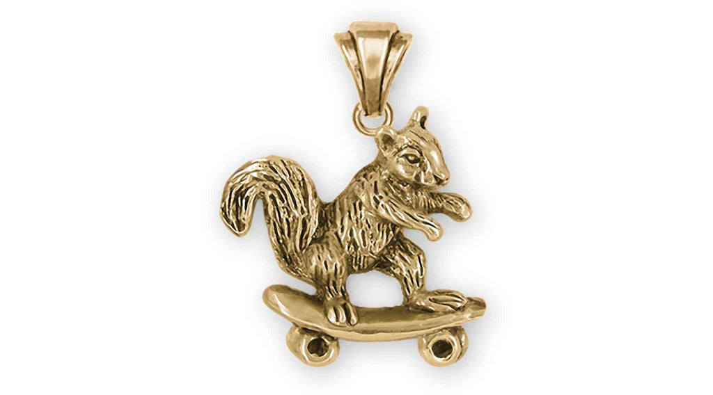 Squirrel On Skateboard  Charms Squirrel On Skateboard  Pendant 14k Yellow Gold Skateboard Squirrel Jewelry Squirrel On Skateboard  jewelry