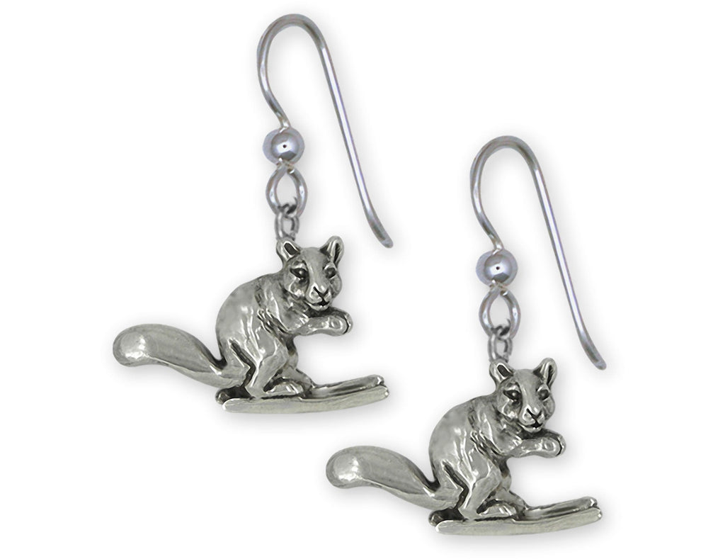 Skiing Squirrel Charms Skiing Squirrel Earrings Sterling Silver Squirrell On Skis Jewelry Skiing Squirrel jewelry