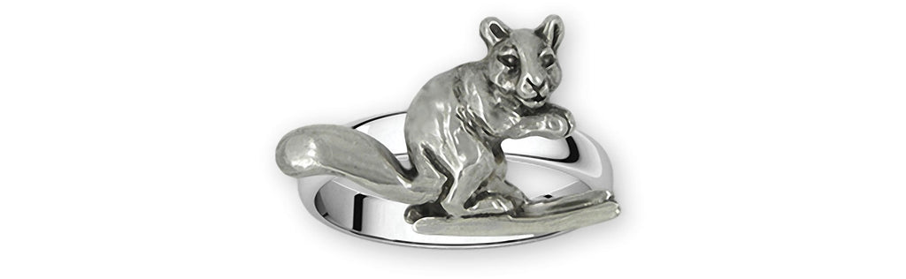 Skiing Squirrel Charms Skiing Squirrel Ring Sterling Silver Squirrell On Skis Jewelry Skiing Squirrel jewelry