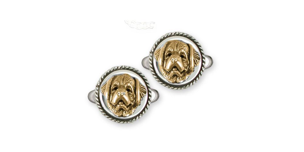 Saint Bernard Charms Saint Bernard Cufflinks Silver And 14k Gold Saint Bernard Jewelry Saint Bernard jewelry