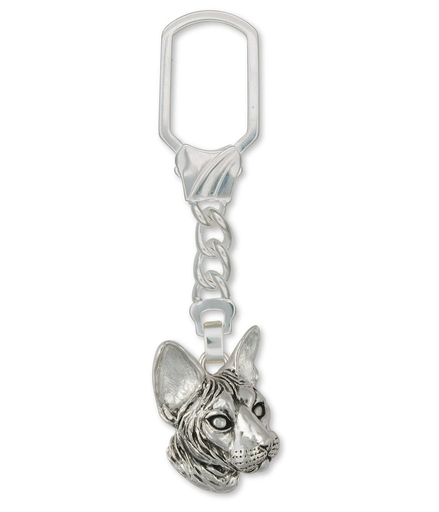 Sphynx Cat Charms Sphynx Cat Key Ring Sterling Silver Cat Jewelry Sphynx Cat jewelry