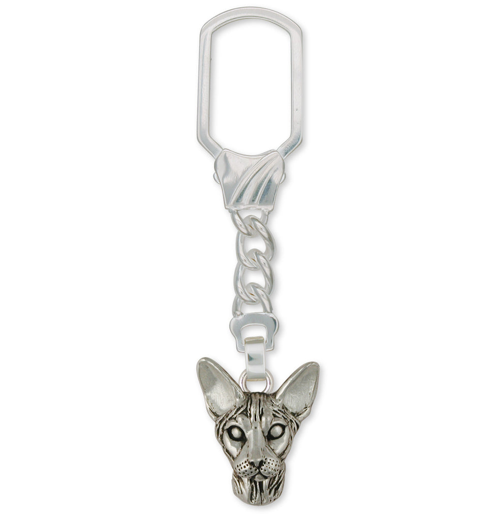 Sphynx Cat Charms Sphynx Cat Key Ring Sterling Silver Cat Jewelry Sphynx Cat jewelry