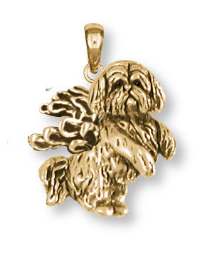 Shih Tzu Angel Pendant Handmade 14k Gold Vermeil Jewelry SZ20-APVM