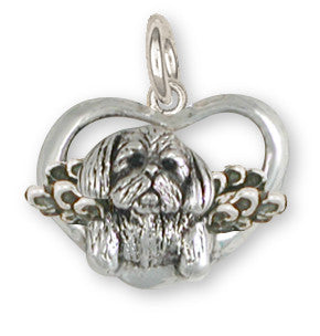 Shih Tzu Angel Charm Handmade Silver Shih Tzu Jewelry SZ23-AC