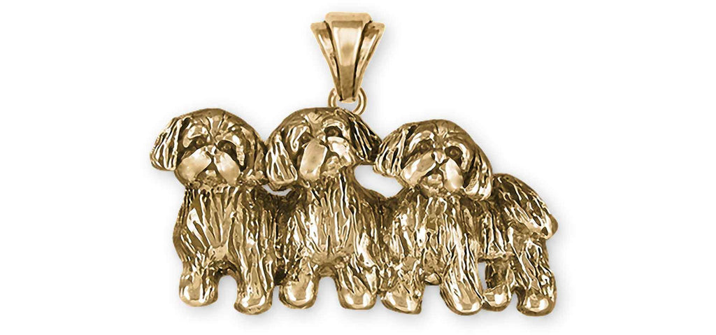 Shih Tzu Charms Shih Tzu Pendant 14k Gold Triple Shih Tzu Jewelry Shih Tzu jewelry