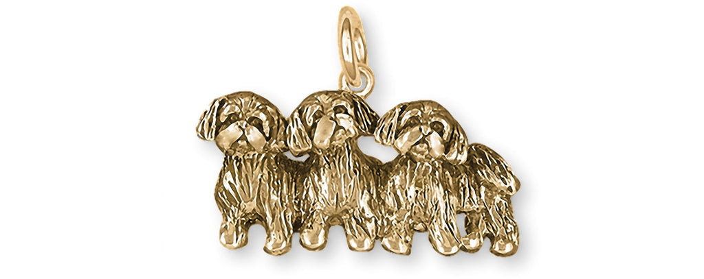 Shih Tzu Charms Shih Tzu Charm 14k Gold Triple Shih Tzu Jewelry Shih Tzu jewelry