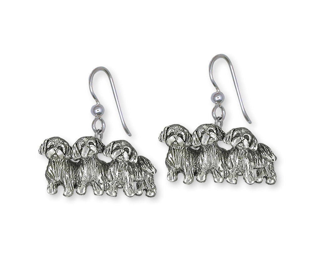 Shih Tzu Charms Shih Tzu Earrings Sterling Silver Triple Shih Tzu Jewelry Shih Tzu jewelry