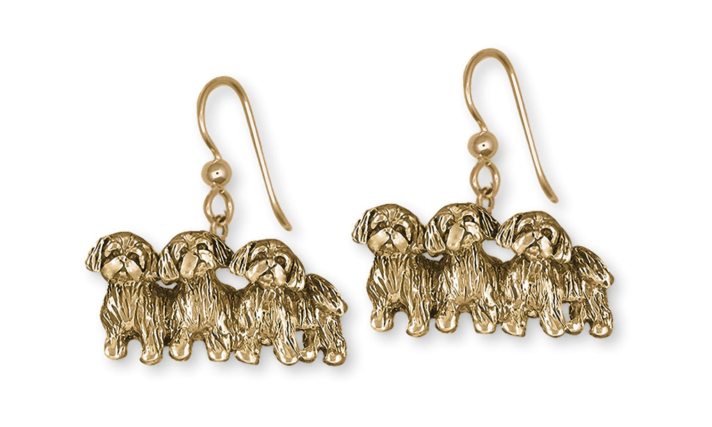 Shih Tzu Charms Shih Tzu Earrings 14k Gold Triple Shih Tzu Jewelry Shih Tzu jewelry