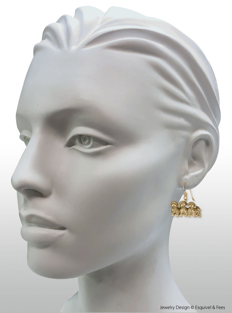 Shih Tzu Jewelry 14k Gold Vermeil Handmade Triple Shih Tzu Earrings  SZ2531X-EVM