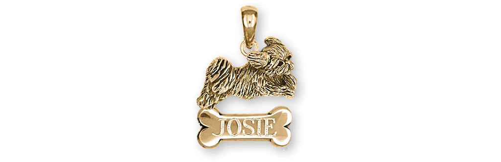 Shih Tzu Charms Shih Tzu Personalized Pendant 14k Yellow Gold Playful Shih Tzu Jewelry Shih Tzu jewelry