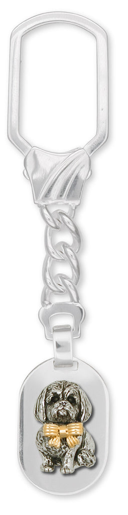 Shih Tzu Key Ring Silver And 14k Gold Shih Tzu Jewelry SZ5W-KR