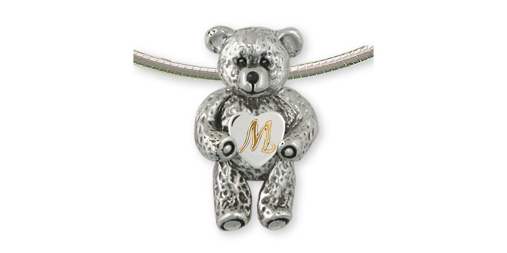 Teddy Bear Charms Teddy Bear Pendant Silver And Gold Teddy Bear Jewelry Teddy Bear jewelry