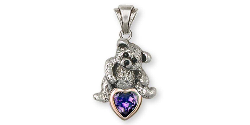 Teddy Bear Charms Teddy Bear Pendant Silver And Gold Teddy Bear Jewelry Teddy Bear jewelry