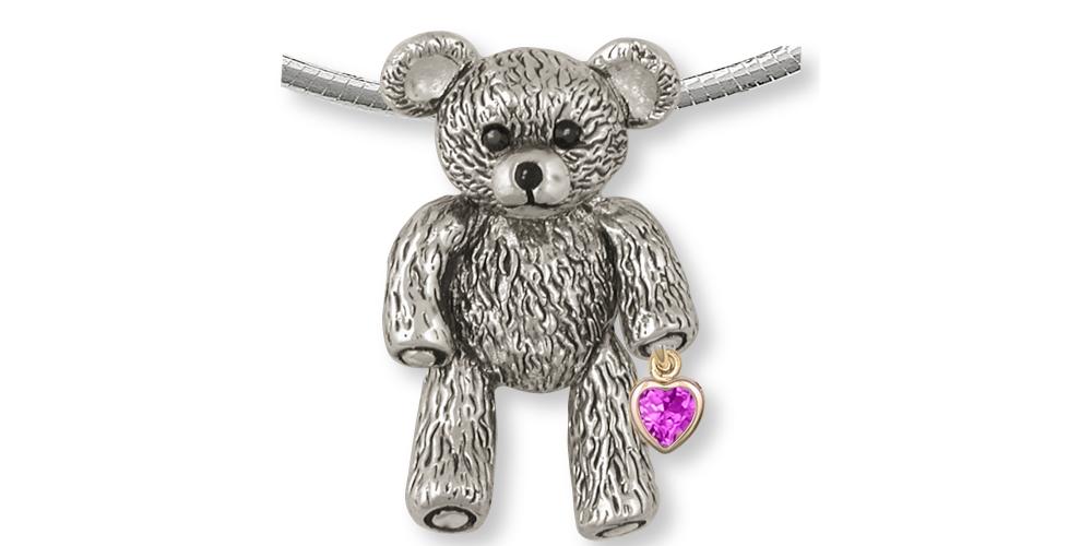 Teddy Bear Charms Teddy Bear Pendant Silver And 14k Gold Teddy Bear Jewelry Teddy Bear jewelry