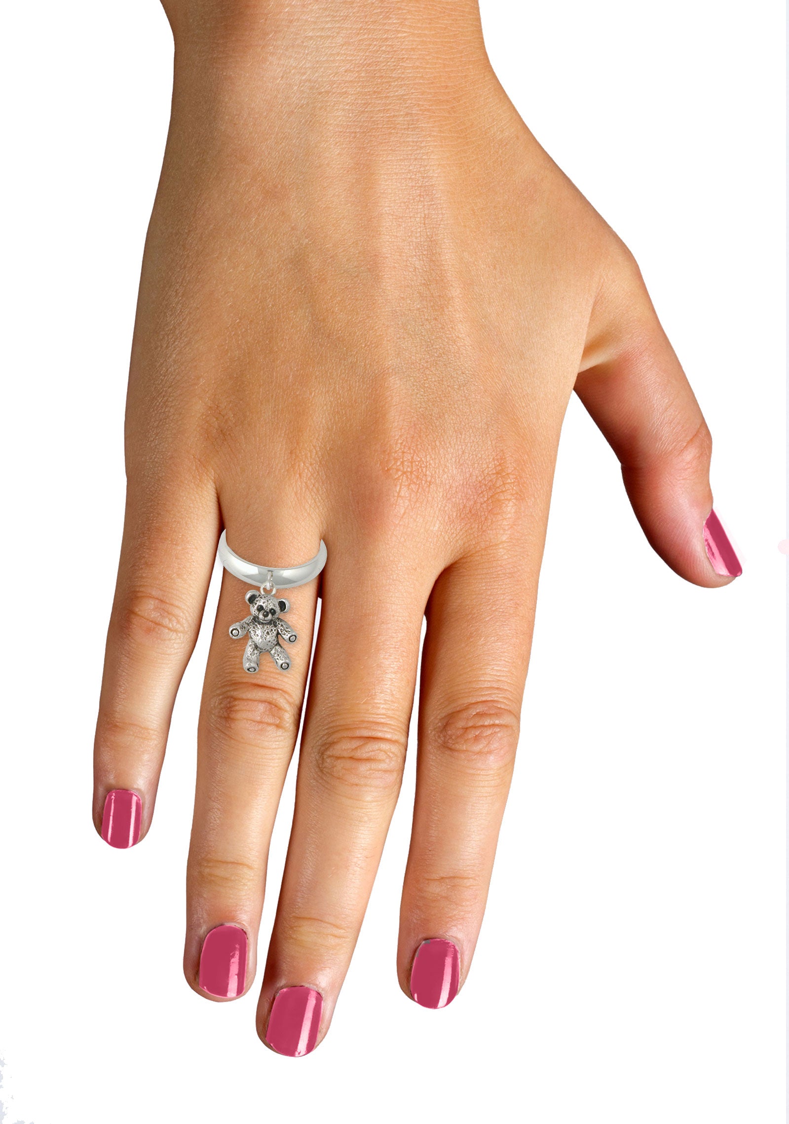 Rhodium Plated Sterling Silver Teddy Bear Ring Size 8 - Walmart.com
