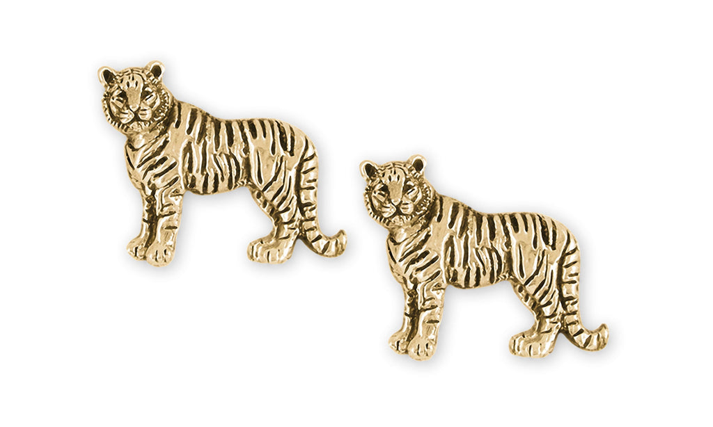 Tiger Charms Tiger Cufflinks 14k Yellow Gold Tiger Jewelry Tiger jewelry