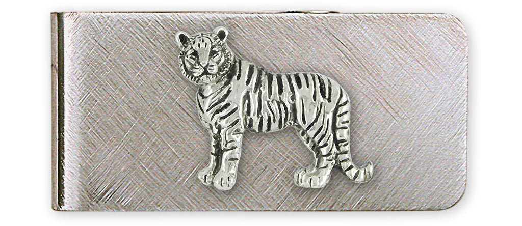 Tiger Charms Tiger Money Clip Sterling Silver And Stainless Steel Tiger Jewelry Tiger jewelry