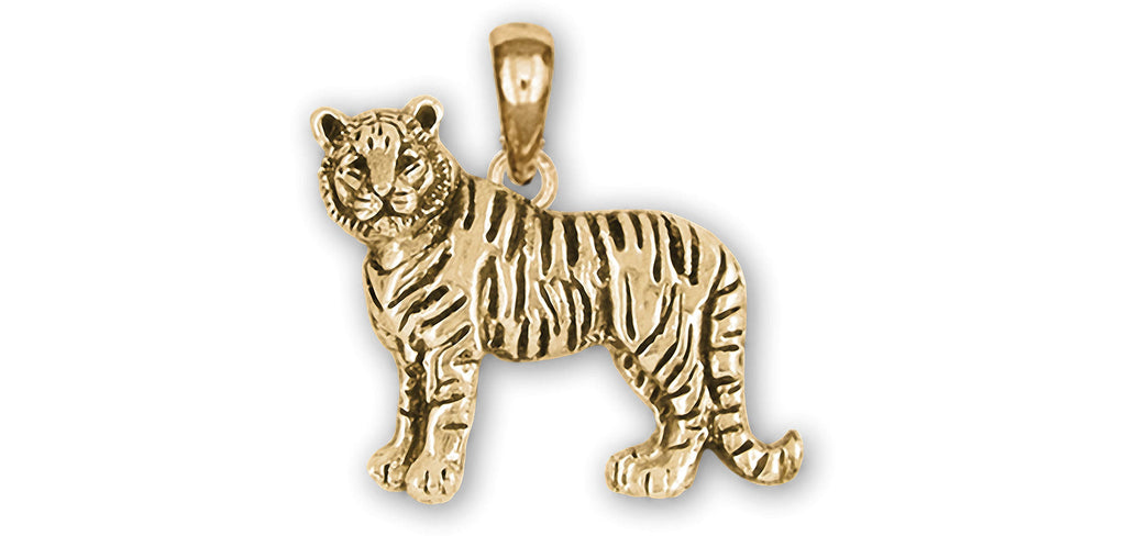 Tiger Charms Tiger Pendant 14k Yellow Gold Tiger Jewelry Tiger jewelry