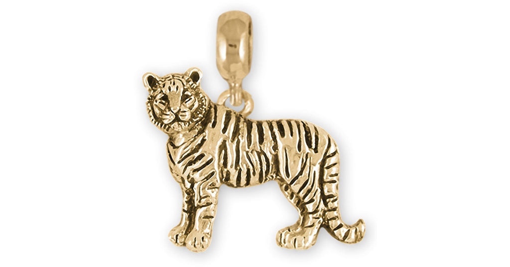 Tiger Charms Tiger Charm Slide 14k Yellow Gold Tiger Jewelry Tiger jewelry