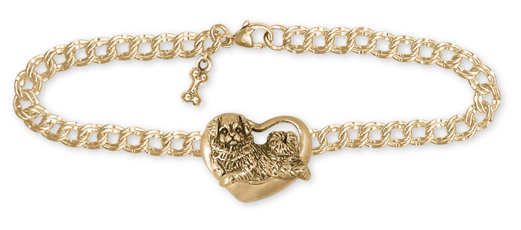 Tibetan Spaniel Charms Tibetan Spaniel Bracelet 14k Yellow Gold Vermeil Dog Jewelry Tibetan Spaniel jewelry