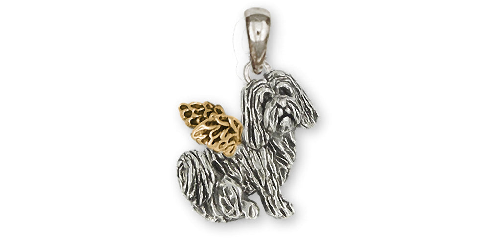 Tibetan Terrier Charms Tibetan Terrier Pendant Silver And 14k Gold Tibetan Terrier Jewelry Tibetan Terrier jewelry