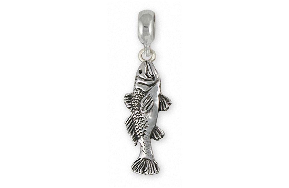 Trout Charms Trout Charm Slide Sterling Silver Fish Jewelry Trout jewelry